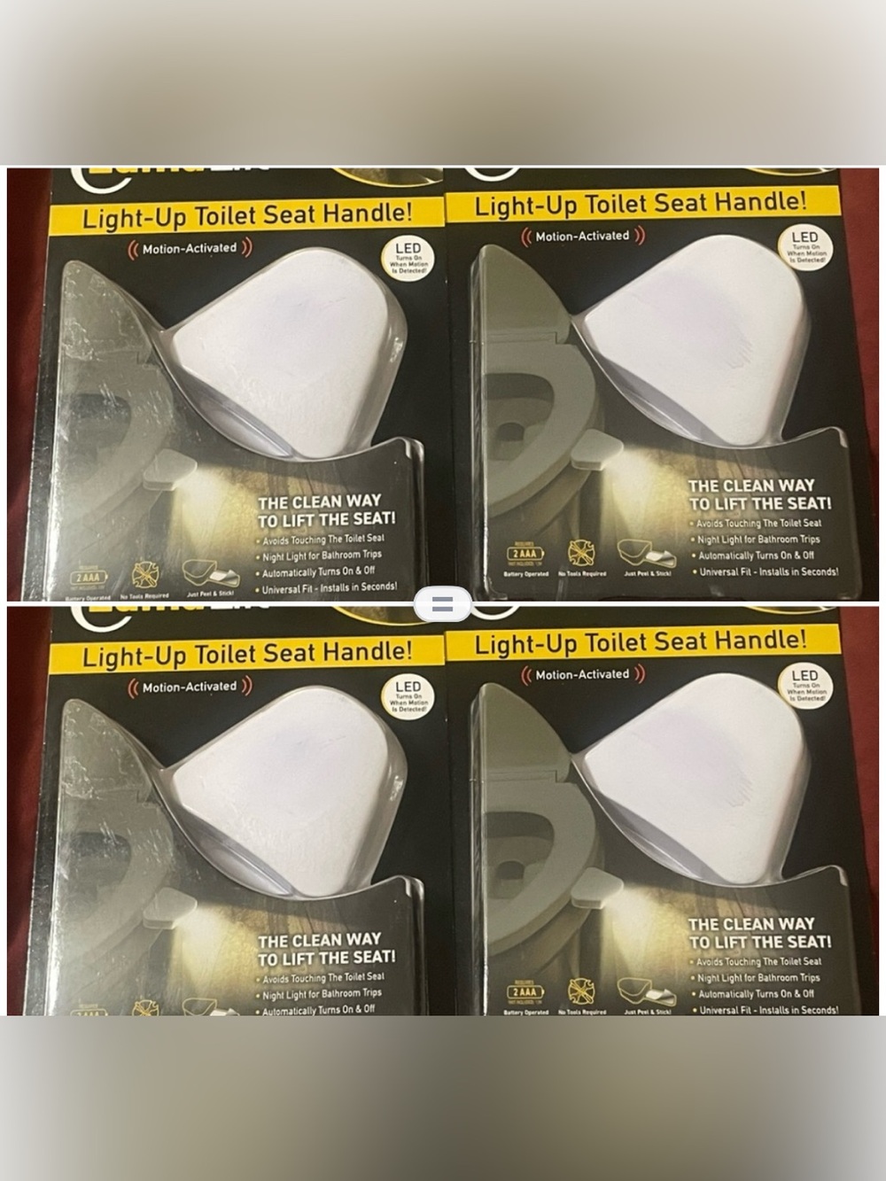 Lot of 4 LumaLift Motion-Activated LED Light-Up Toilet Seat Handles NEW